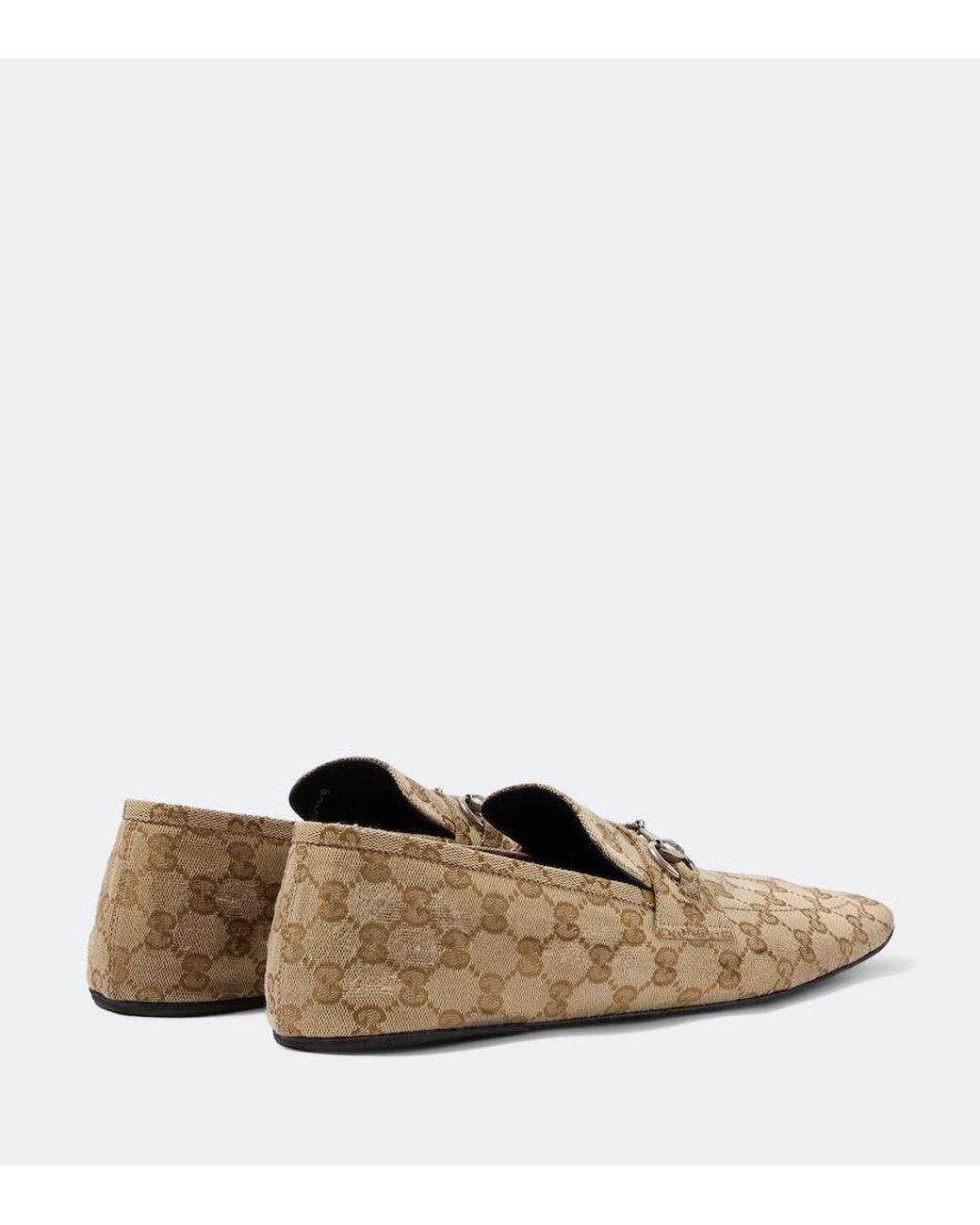 Gucci White Horsebit Gg Canvas Distressed Loafers for men