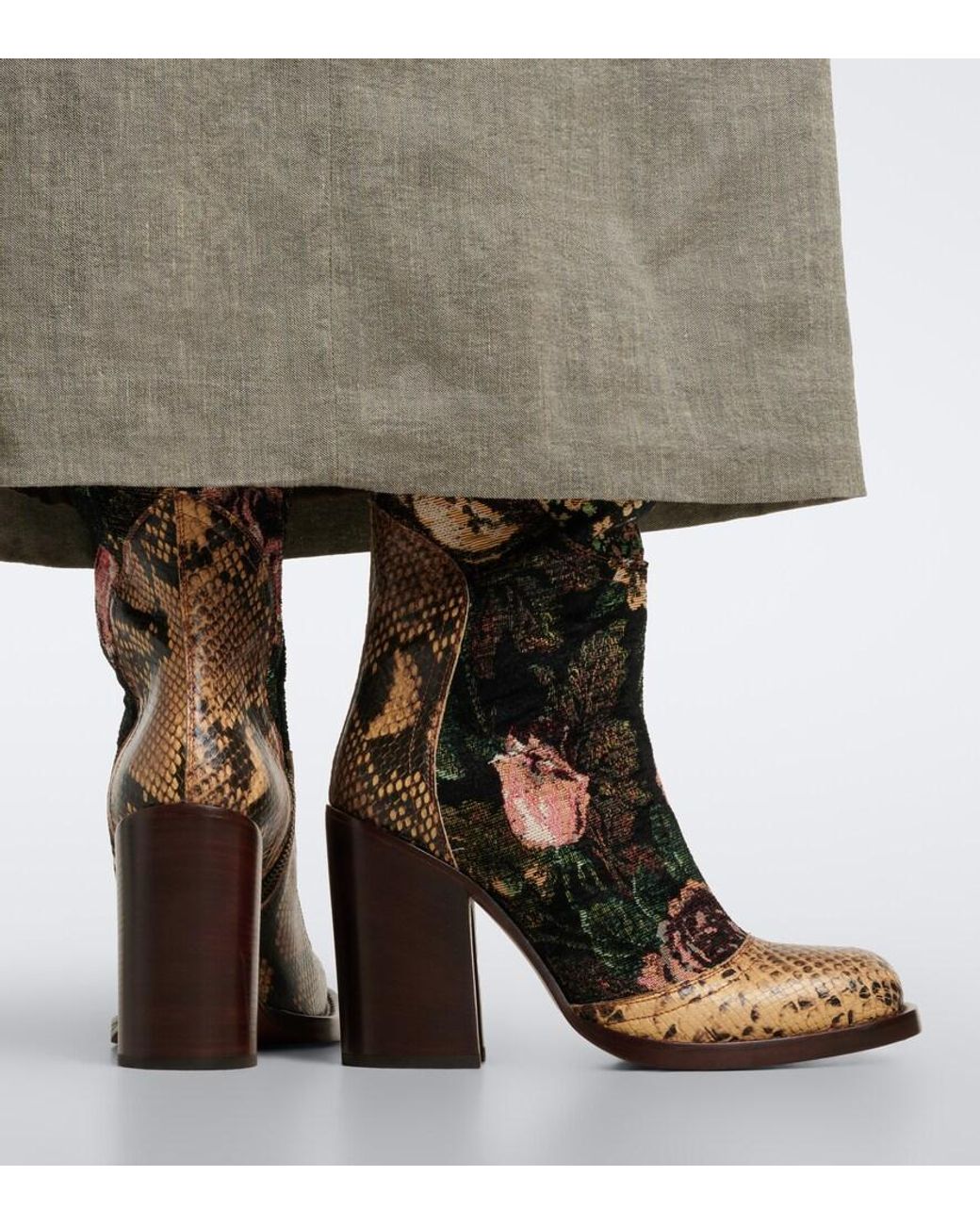 Dries Van Noten Multicolor Patchwork Overknee-Stiefel Aus Leder