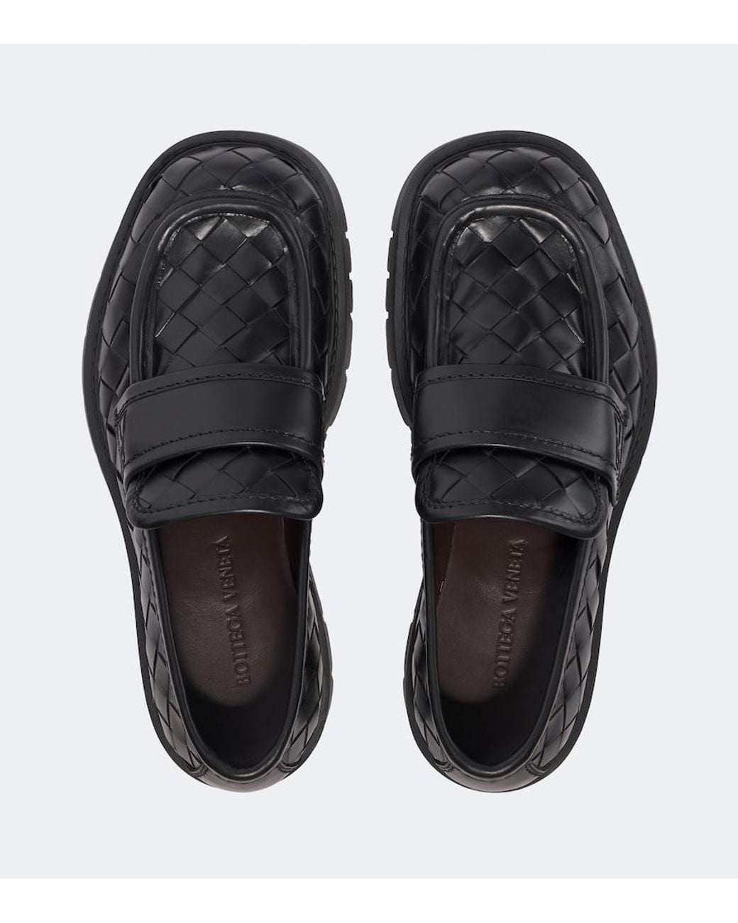 Bottega Veneta Black Haddock Intrecciato Leather Loafers for men
