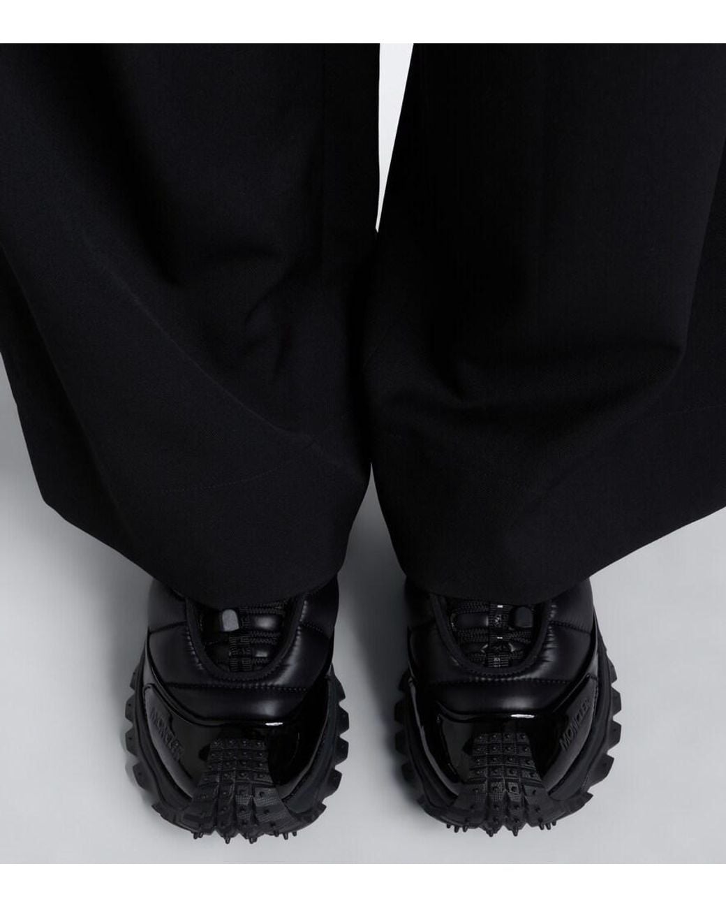Moncler Black Trailgrip Puffer Leather-Trimmed Sneakers