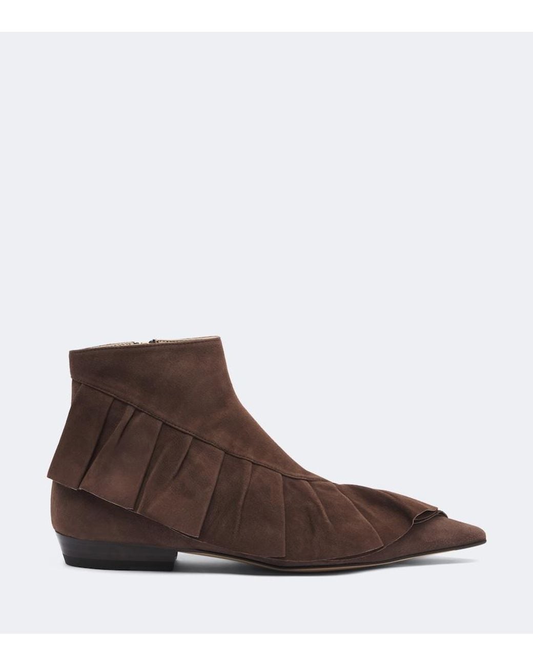 J.W. Anderson Brown Ruffled Suede Ankle Boots
