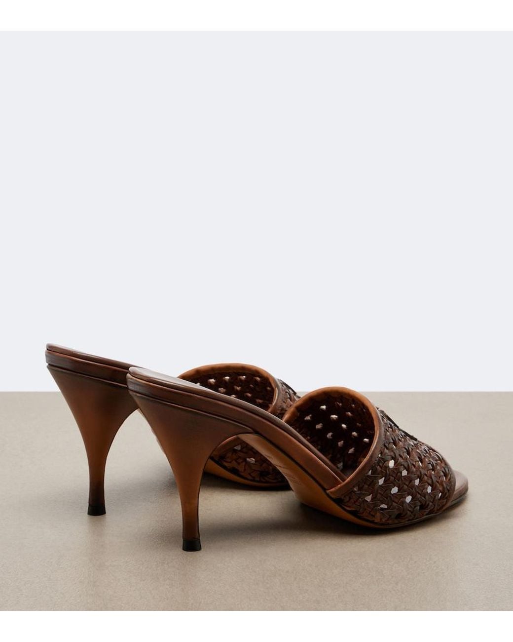 Miu Miu Brown Woven Leather Mules