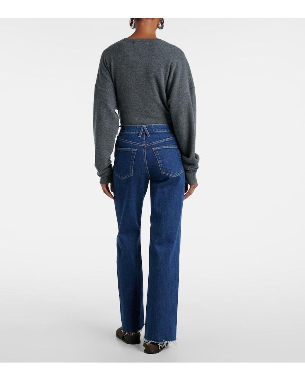 SLVRLAKE Denim Blue Grace High-Rise Wide-Leg Jeans
