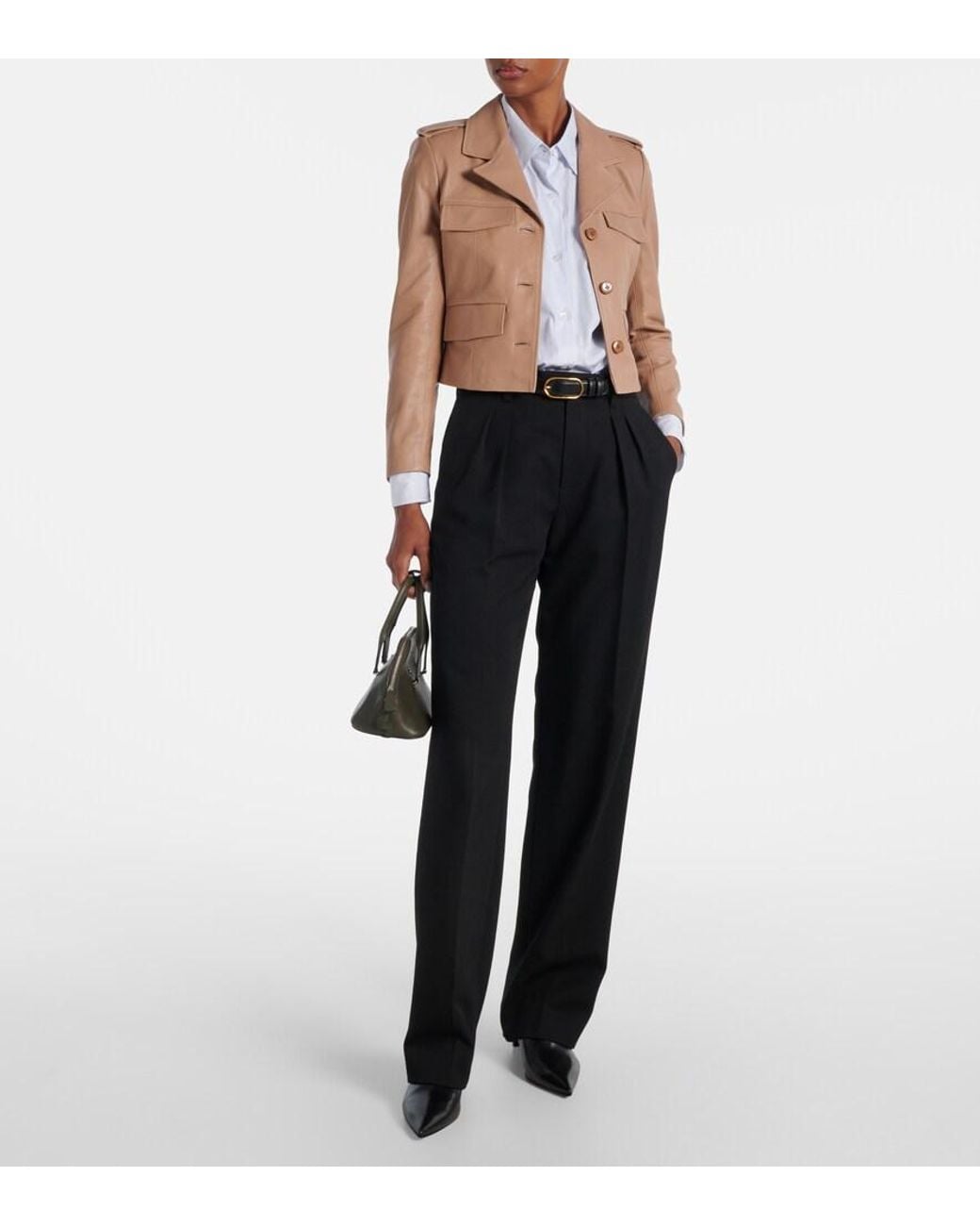 Dorothee Schumacher Natural Sleek Statement Cropped Leather Jacket