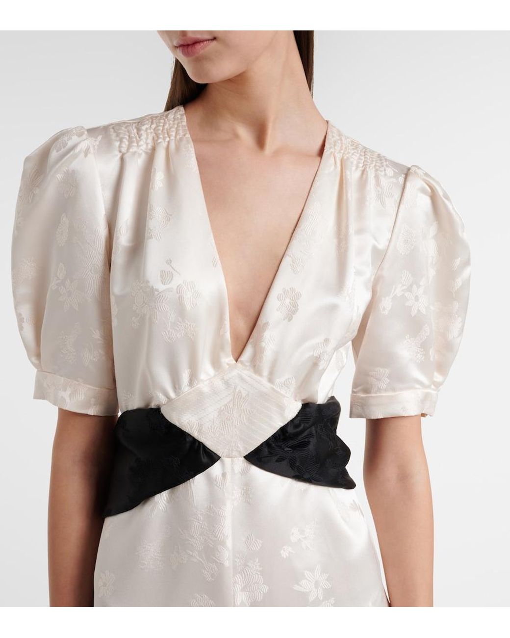 Gabriela Hearst White Larkin Floral Silk Midi Dress