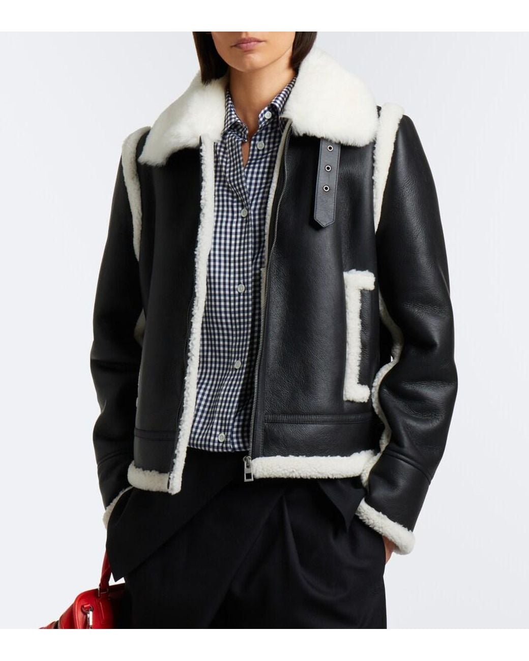 Loewe Black Shearling-Trimmed Leather Jacket