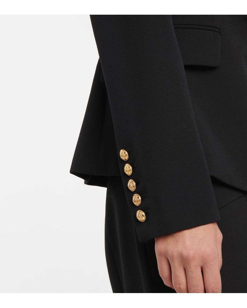Balmain Black Double-Breasted Wool Blazer
