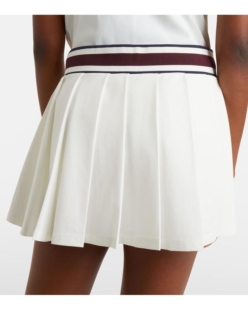 Tory Burch White Striped Pleated Tennis Skirt