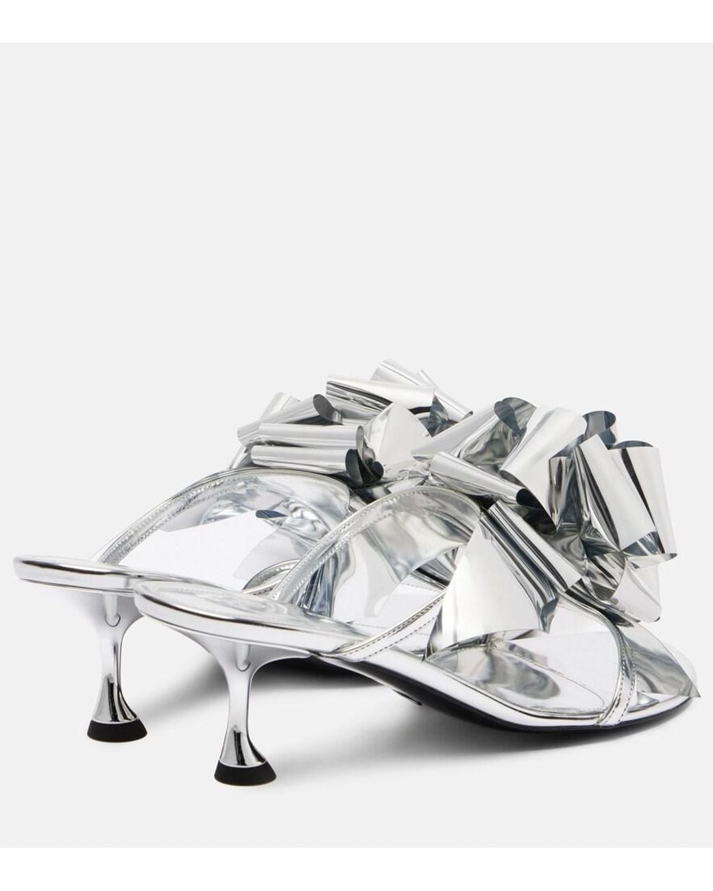 Proenza Schouler White Tee Souvenir Mirrored Leather Mules