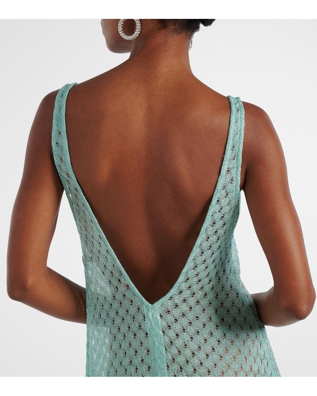 Missoni Blue Open-Knit Lame Maxi Dress
