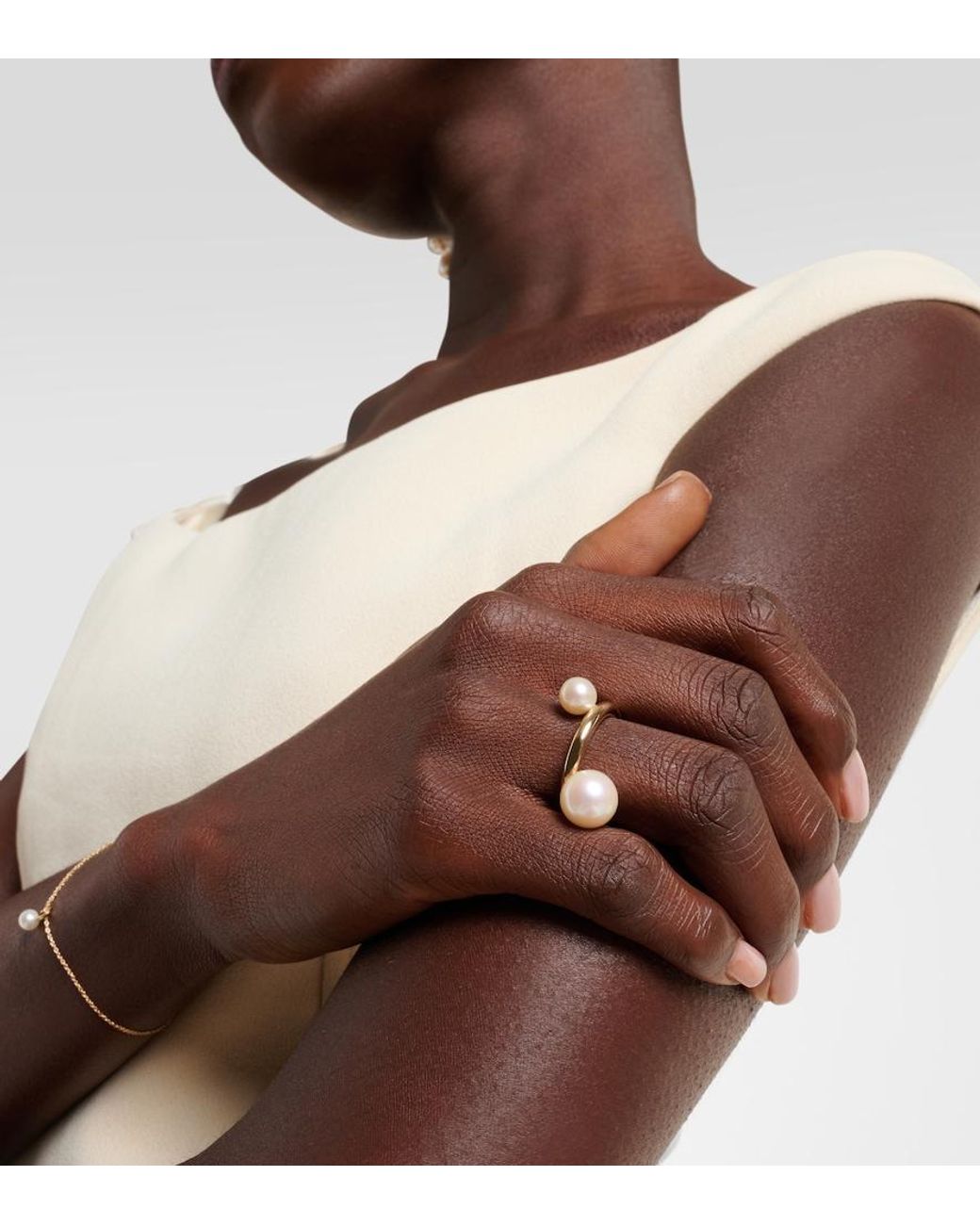 Sophie Bille Brahe White La Grace 14Kt Ring With Pearls