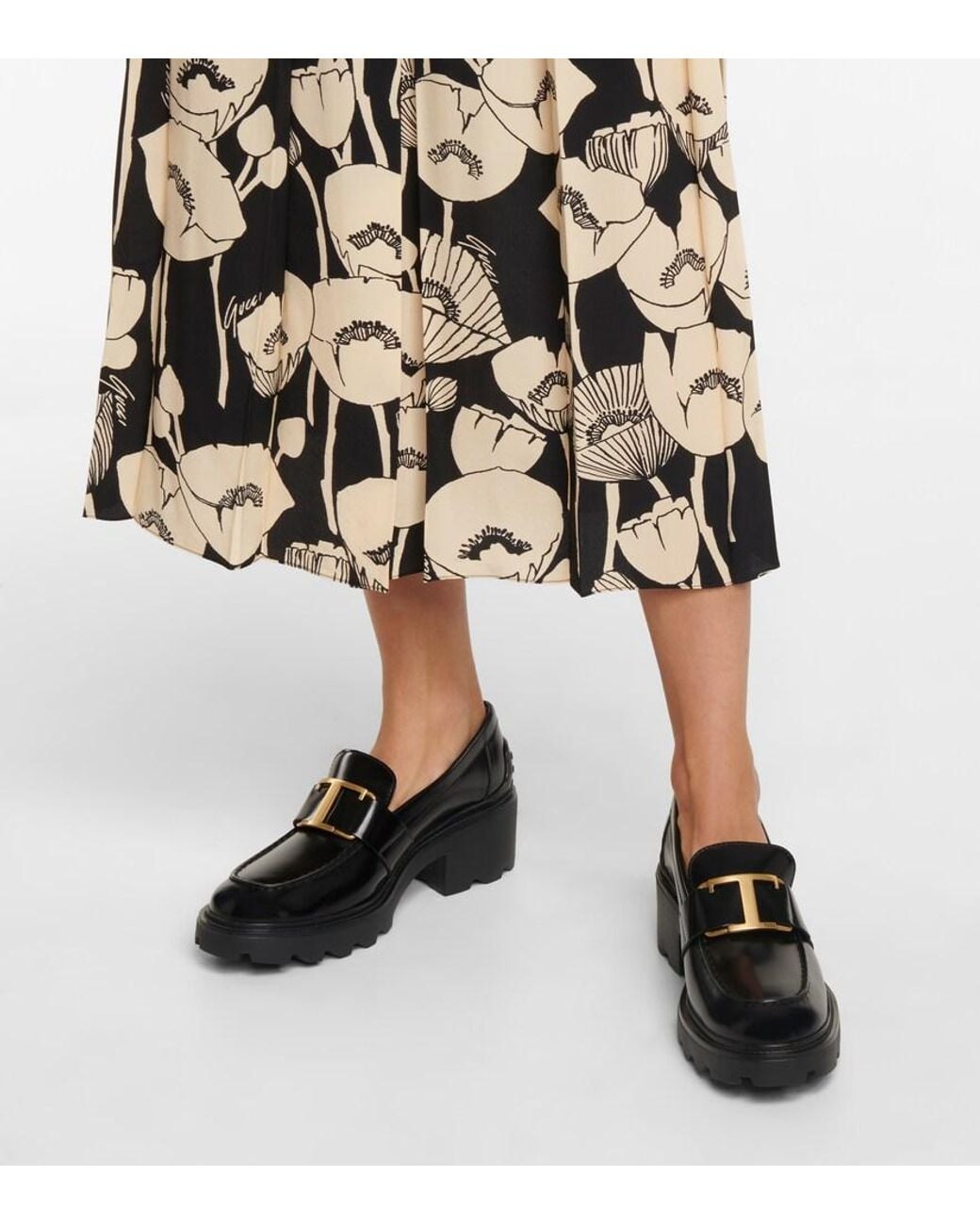 Tod's Black Mid Heel Loafers