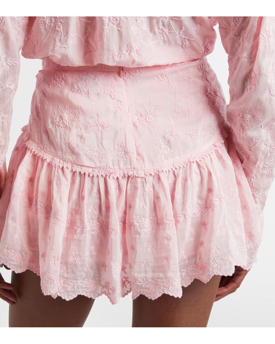 Isabel Marant Pink Zoelia Embroidered Cotton And Silk-Blend Mini Skirt