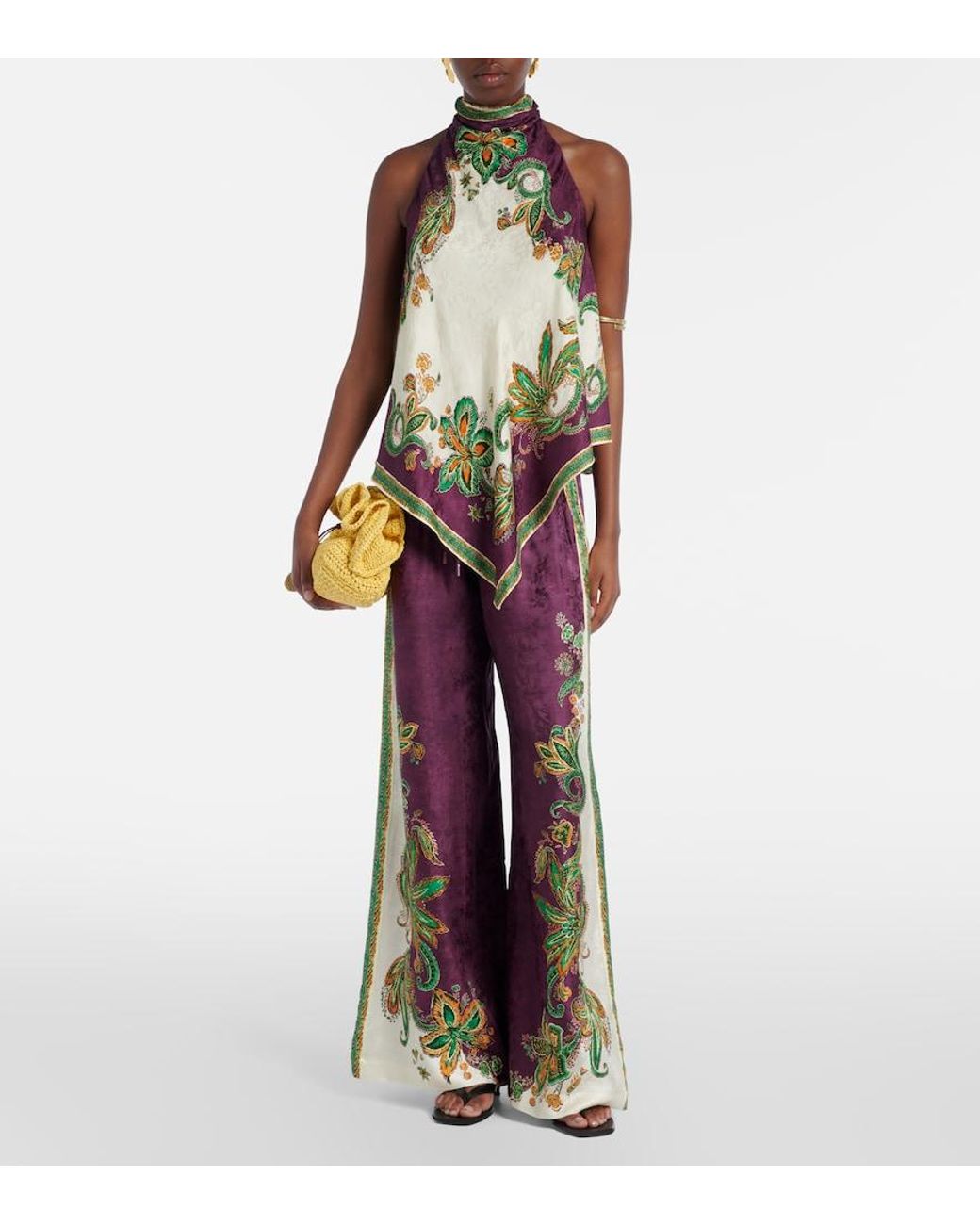 ALÉMAIS White Ruthie Floral Halterneck Top