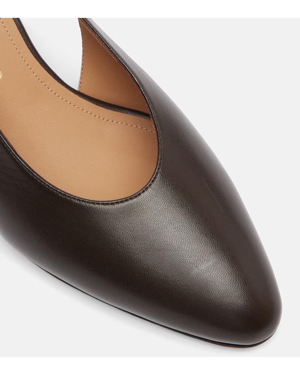 Ferragamo Brown Tessie 70 Leather Slingback Pumps