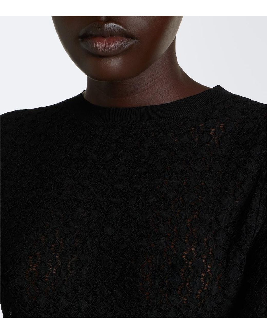 Saint Laurent Black Pointelle Top