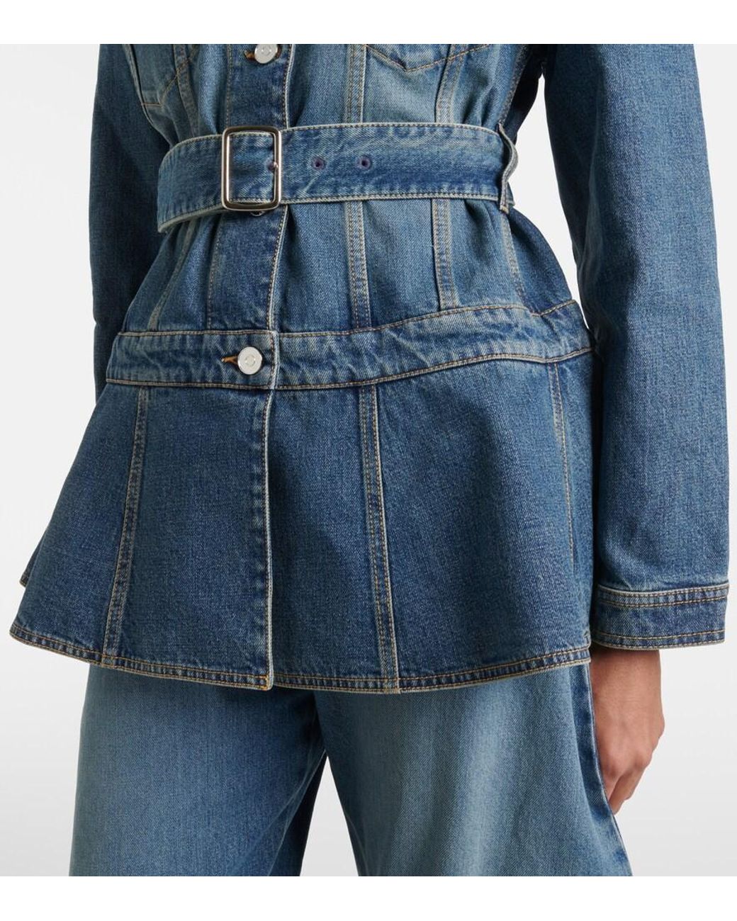 Alaïa Blue Peplum Denim Jacket