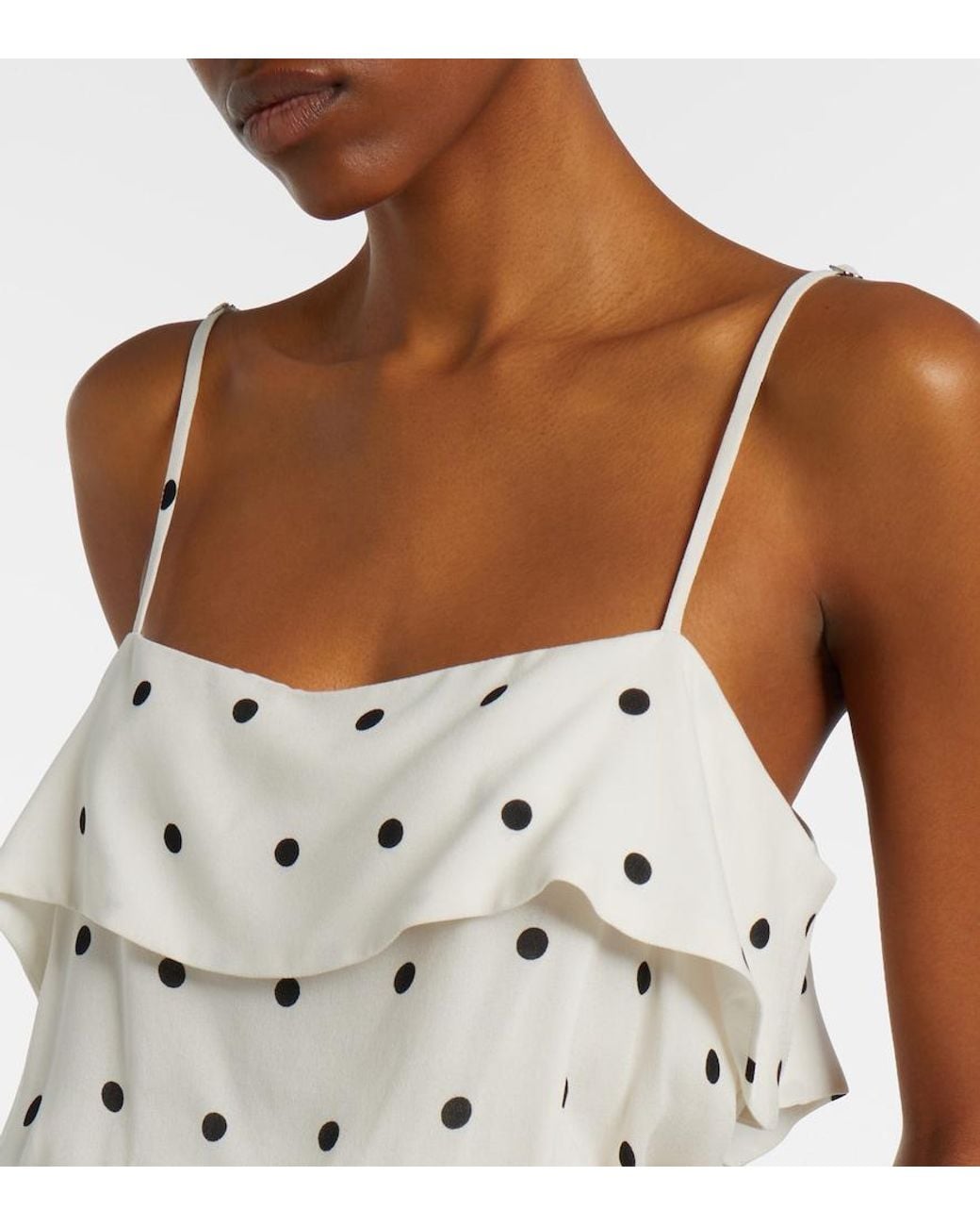 Adriana Degreas Natural Polka-Dot Crop Top