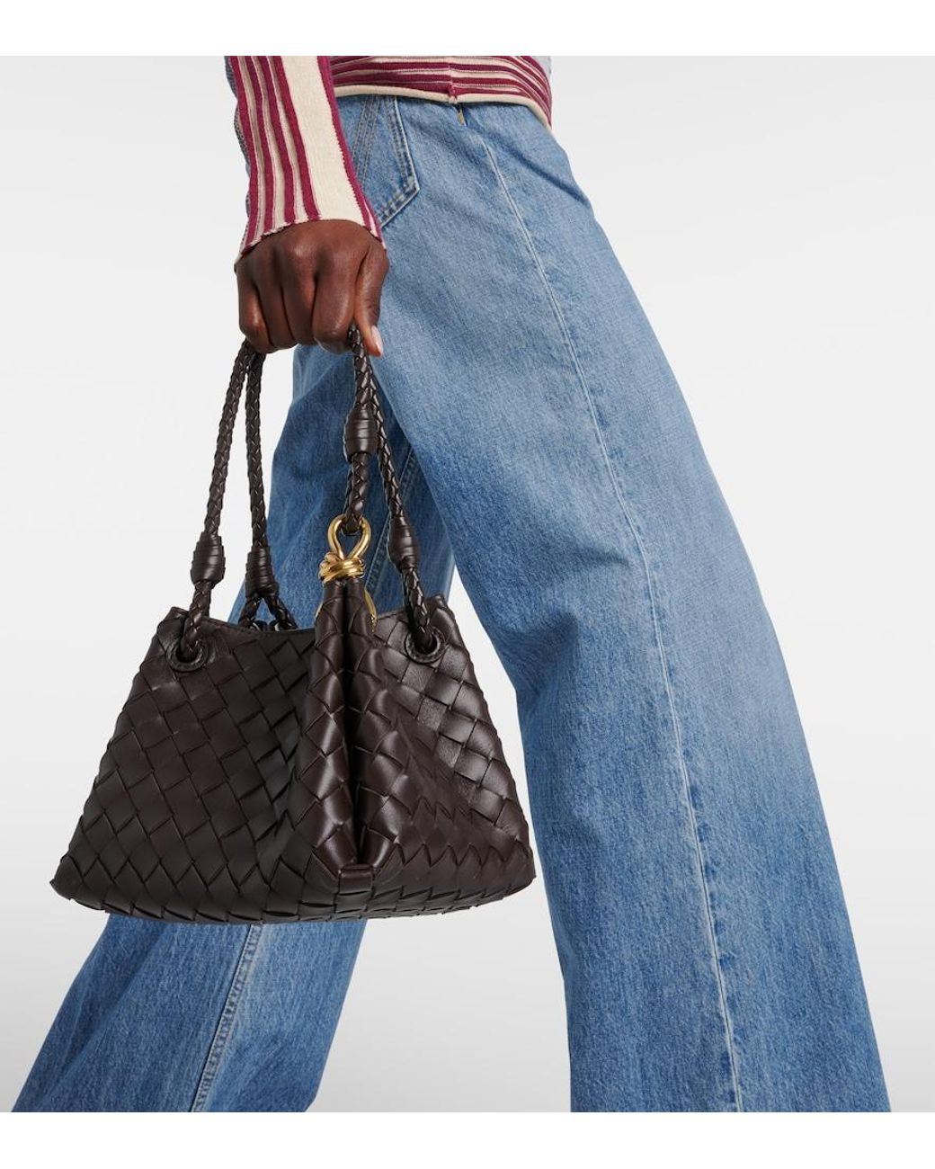 Bottega Veneta Black Parachute Small Intrecciato Leather Shoulder Bag