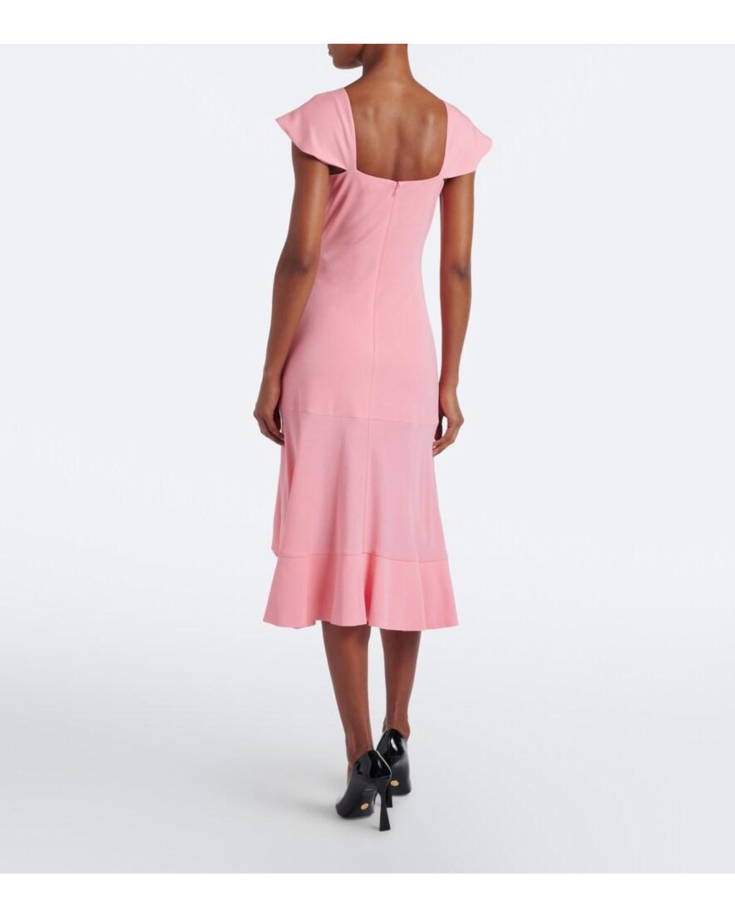 Stella McCartney Pink Frill Trim Midi Dress