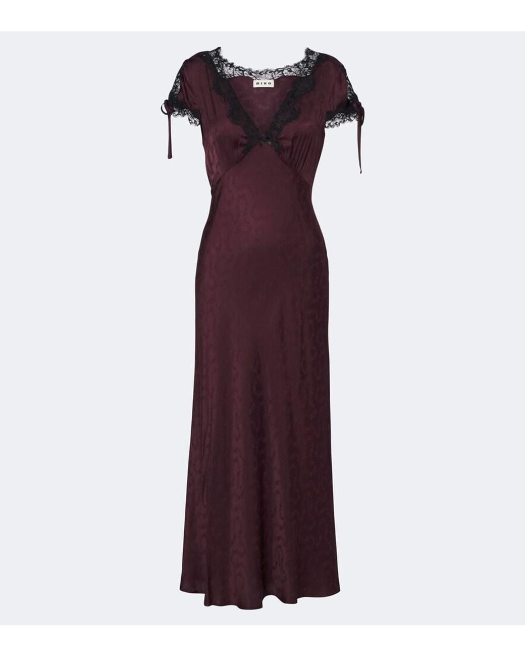 Rixo Purple Fern Satin Jacquard Midi Dress