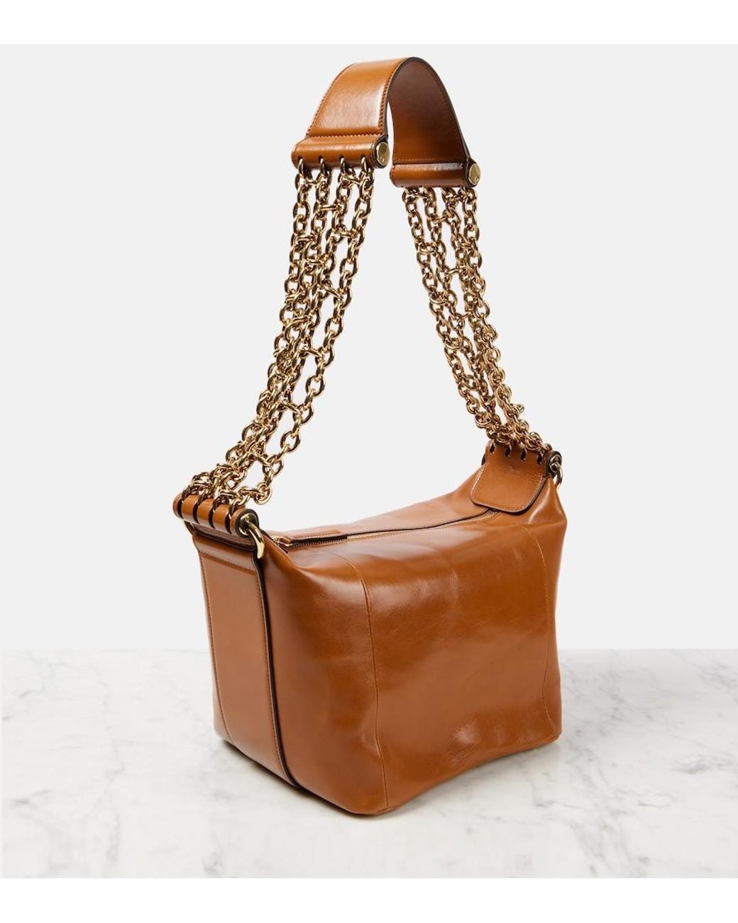 Chloé Brown Camera Chain Leather Shoulder Bag