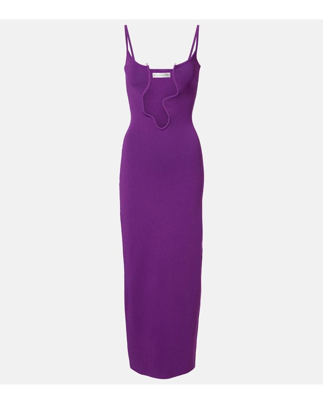 Christopher Esber Purple Salacia Cutout Embellished Midi Dress