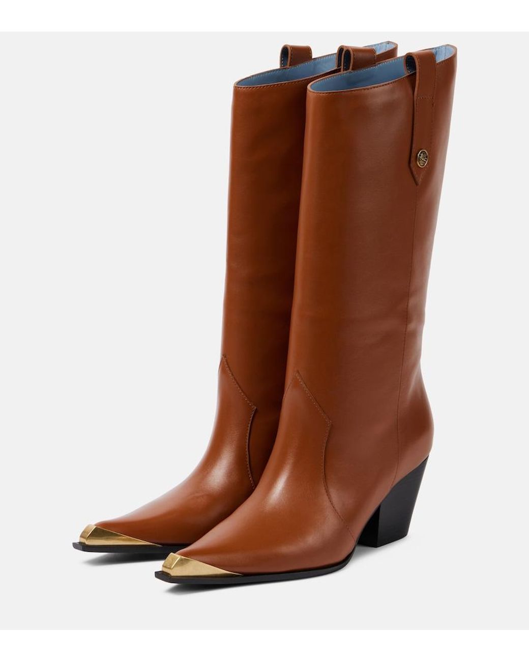 Etro Brown Leather Cowboy Boots