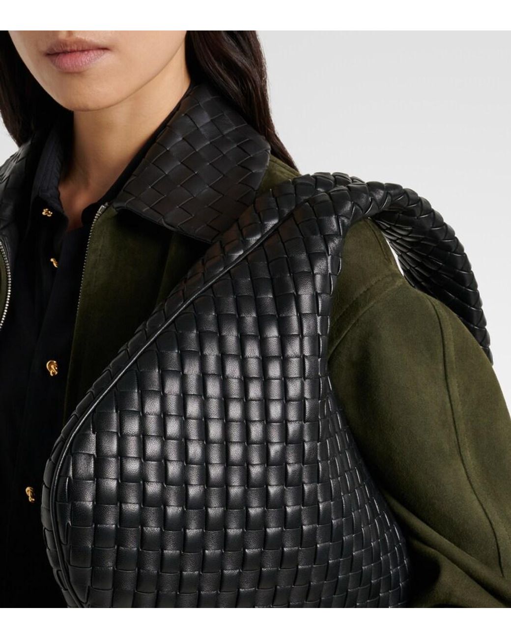 Bottega Veneta Black Veneta Medium Leather Shoulder Bag