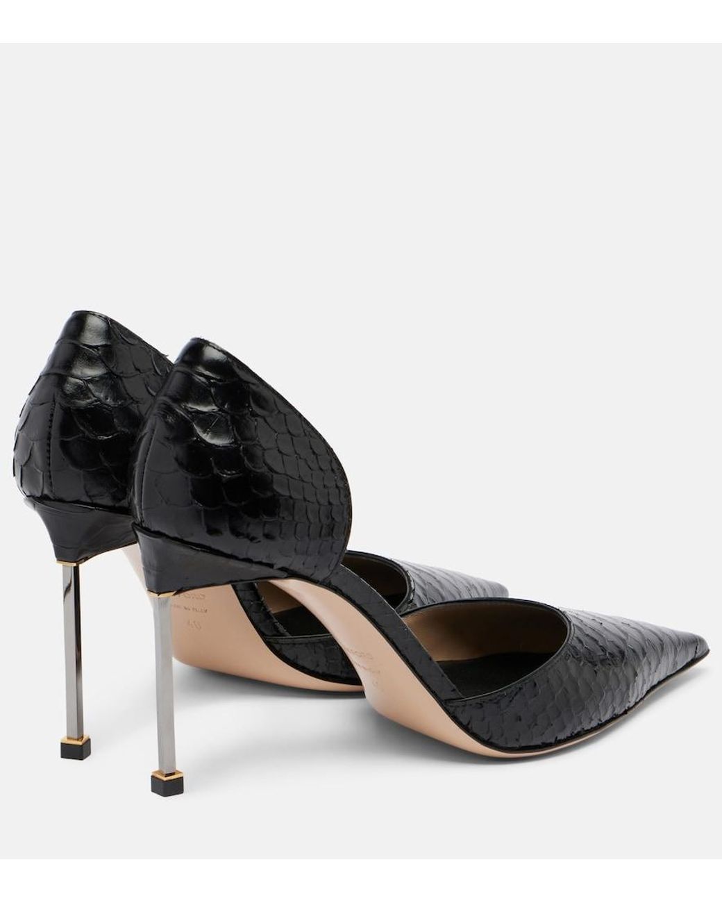 Tom Ford Black Spire Snake-Effect Leather Pumps