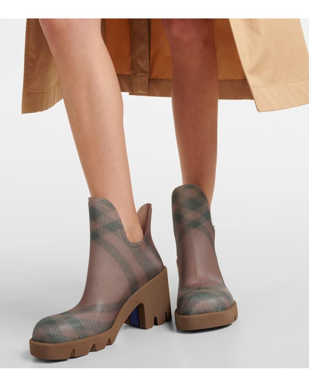Burberry Brown Rubber Marsh Heel Boots