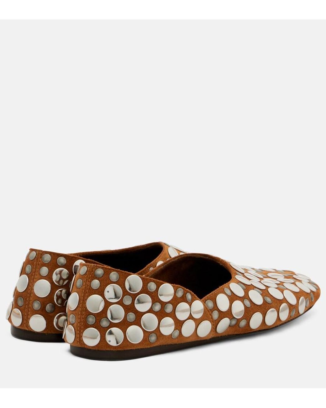 Khaite Brown Jane Studded Suede Ballet Flats