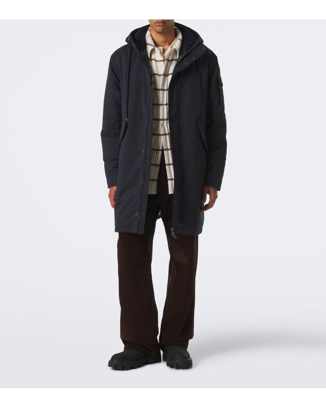 Moncler Blue Nahan Hooded Down Coat for men