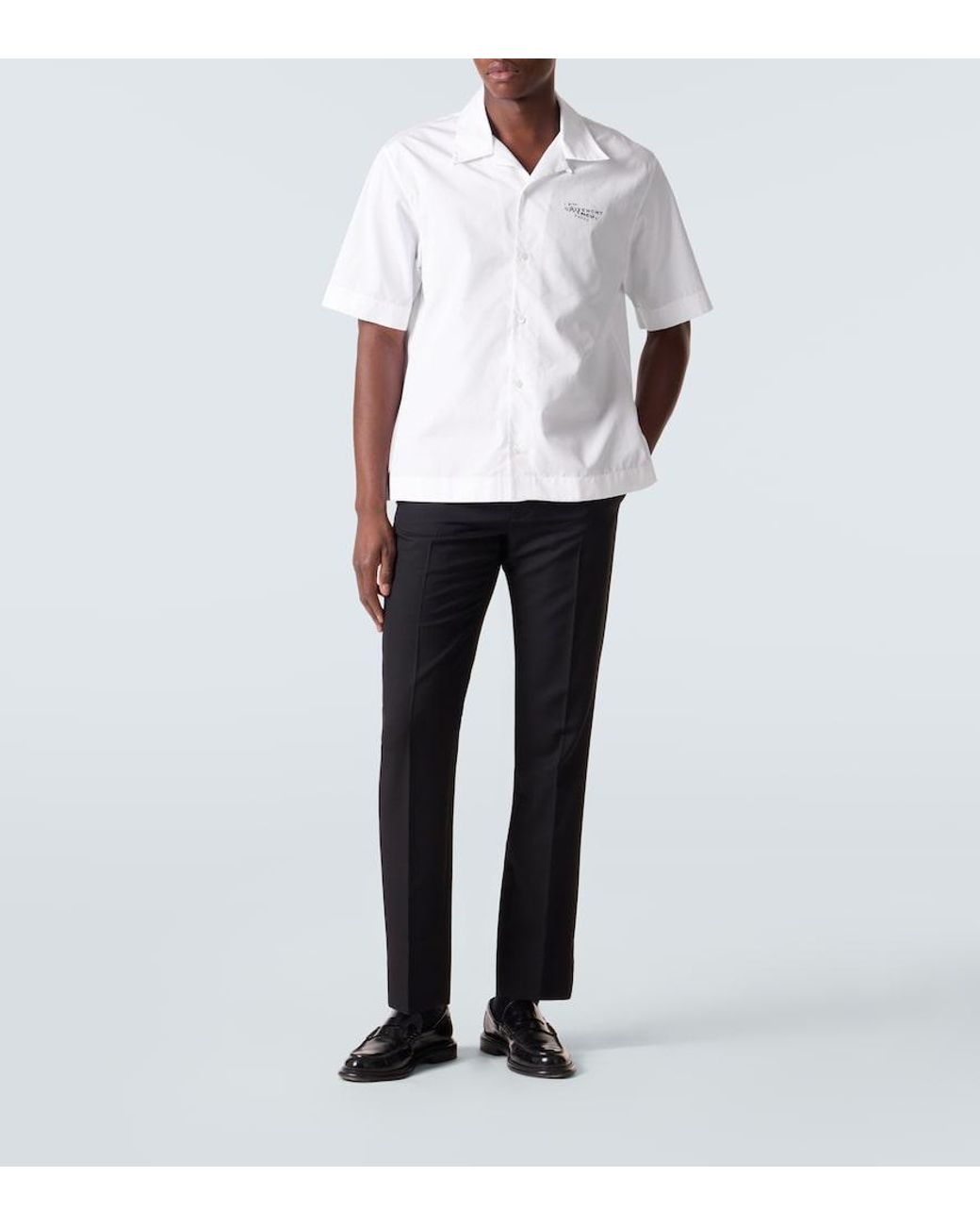 Givenchy White Logo Cotton Poplin Bowling Shirt for men