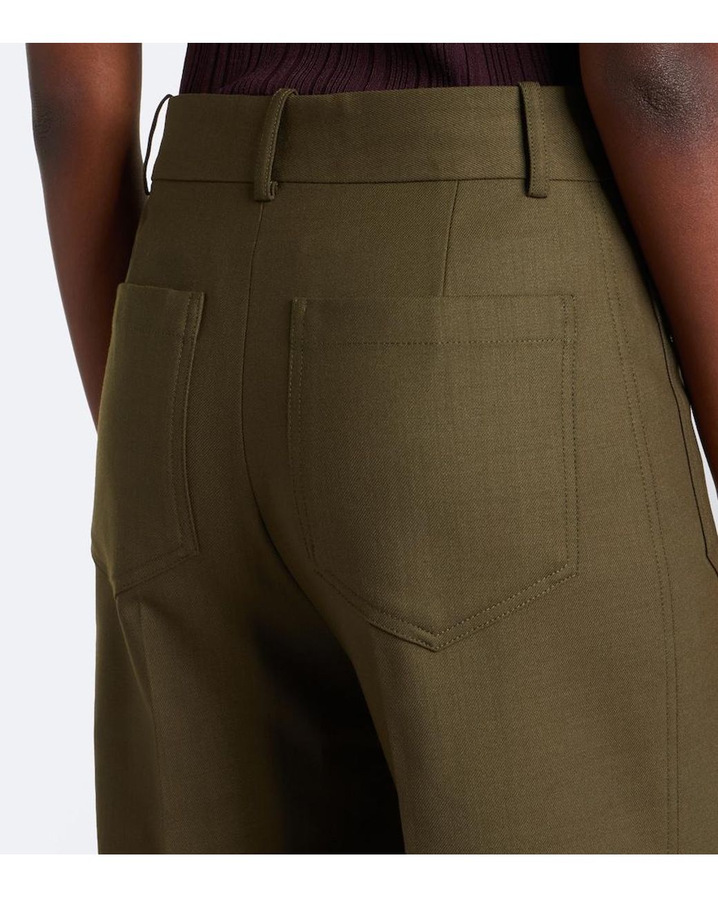Victoria Beckham Green Alina Wide-Leg Pants