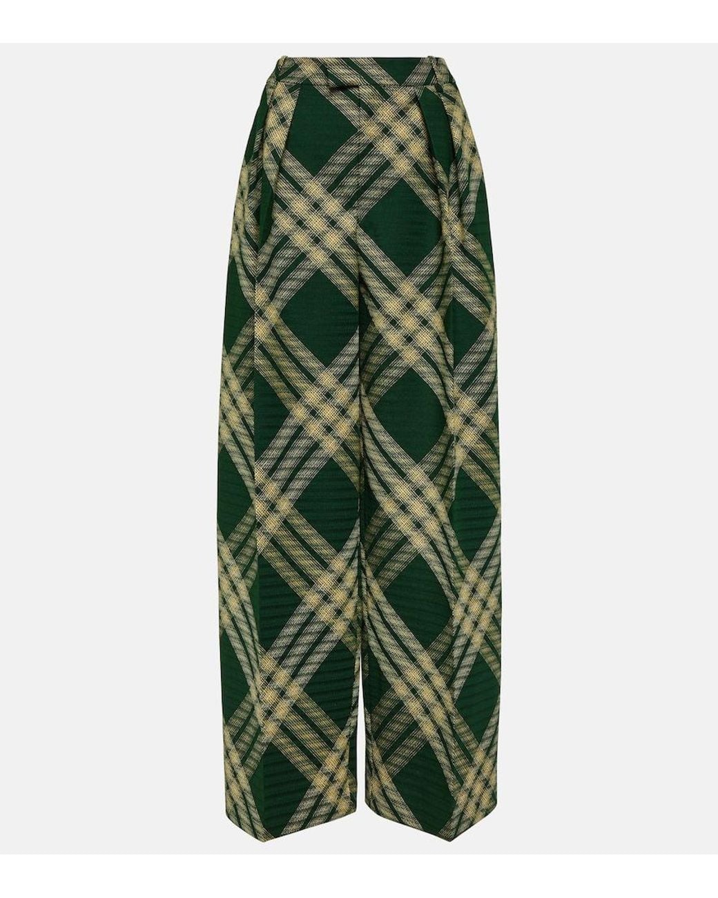 Burberry Green Check Palazzo Pants