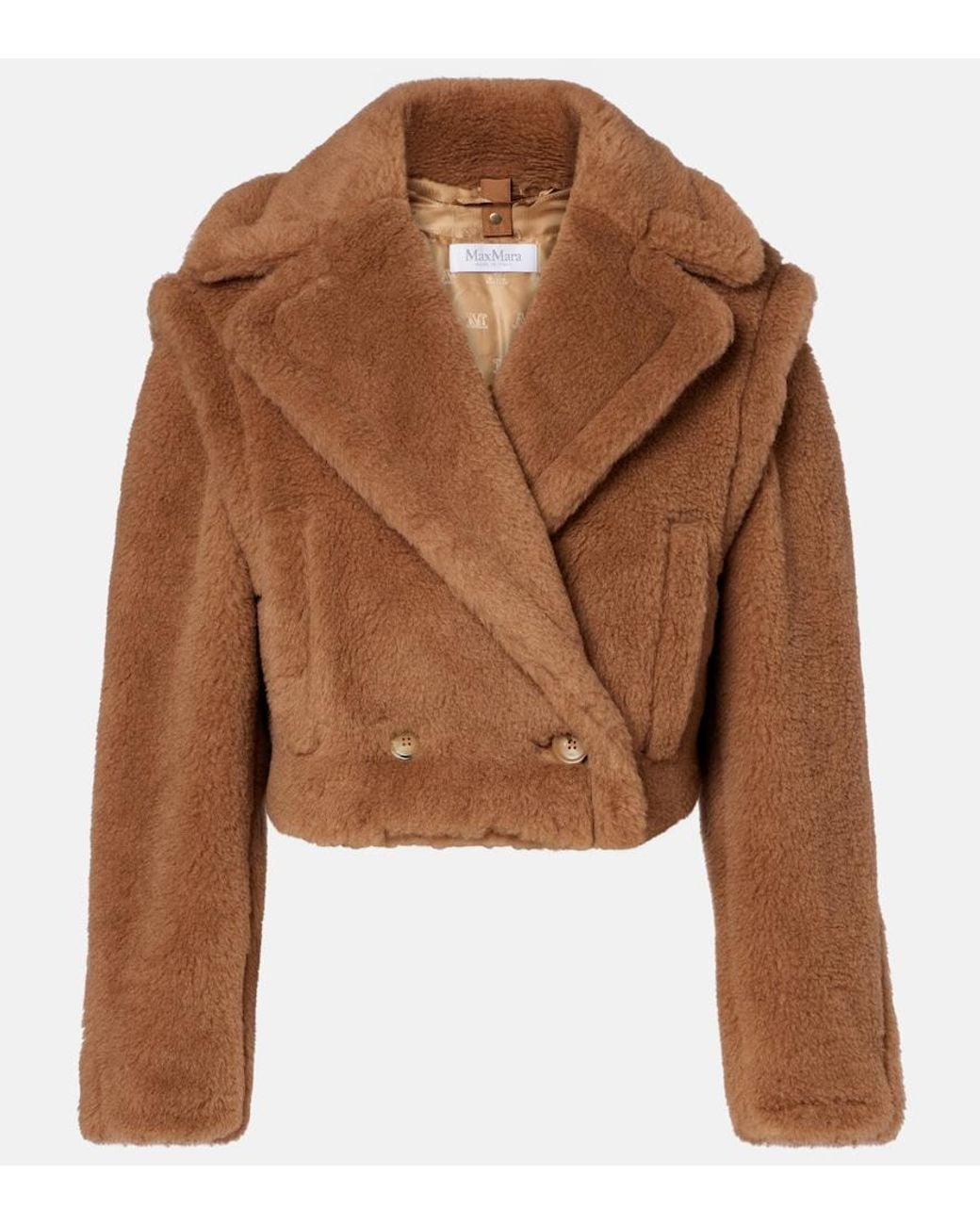 Max Mara Brown Santos Cropped Camel Hair And Silk Jacket