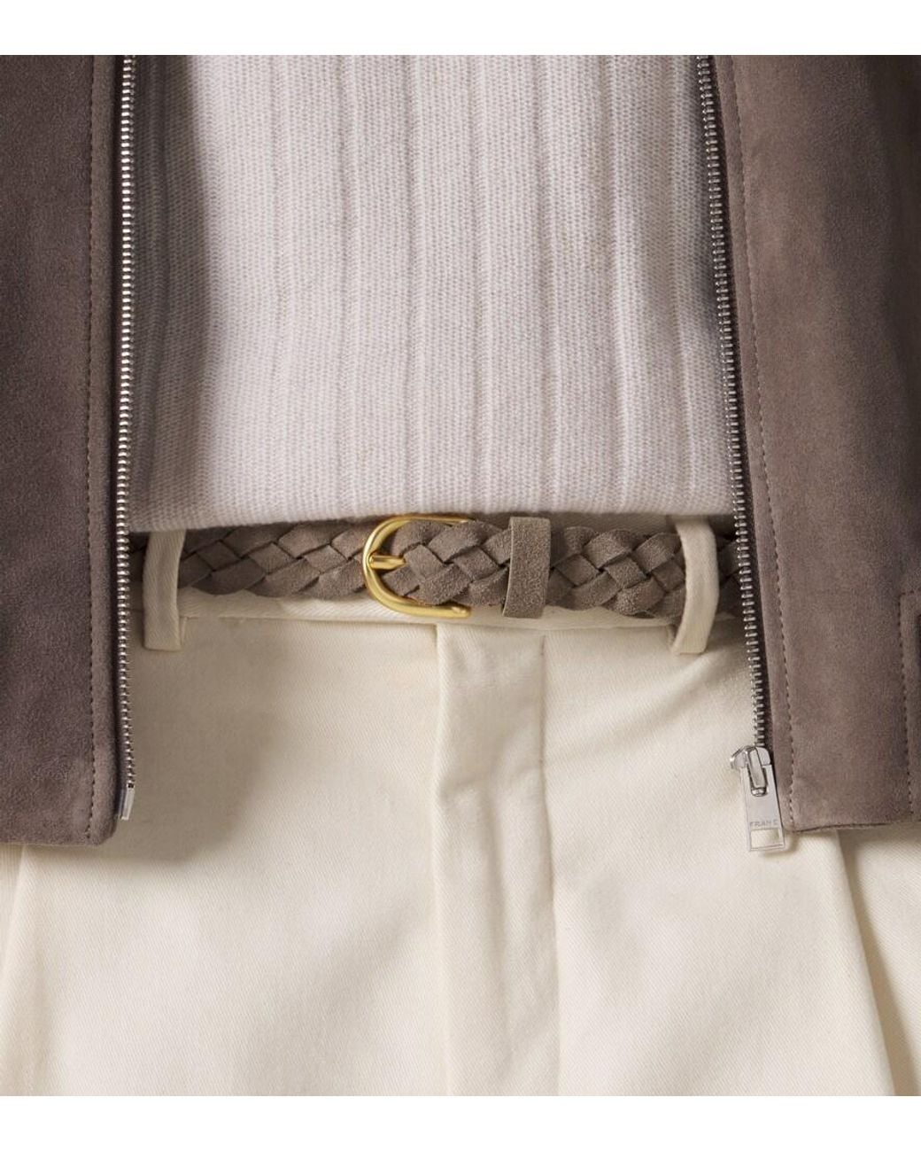 Lardini Brown Braided Suede Belt for men