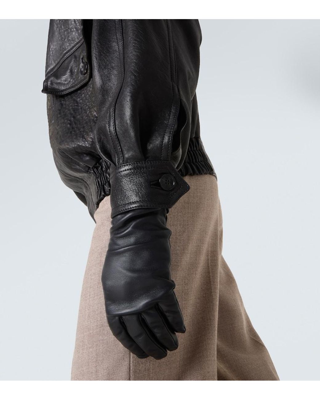Saint Laurent Black Leather Bomber Jacket for men