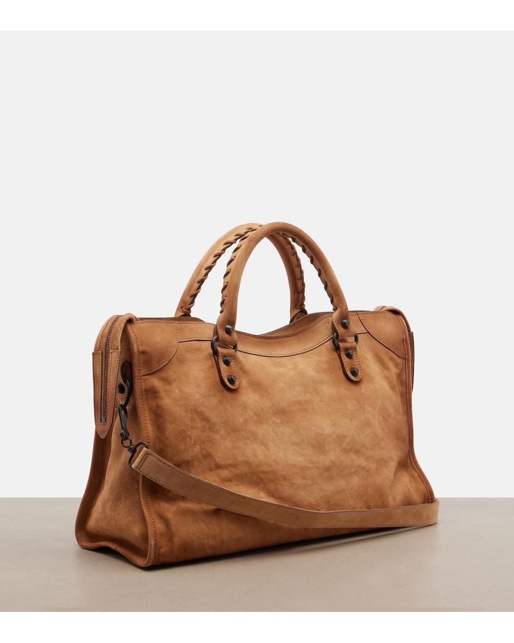 Balenciaga Brown Le City Medium Suede Top-Handle Bag