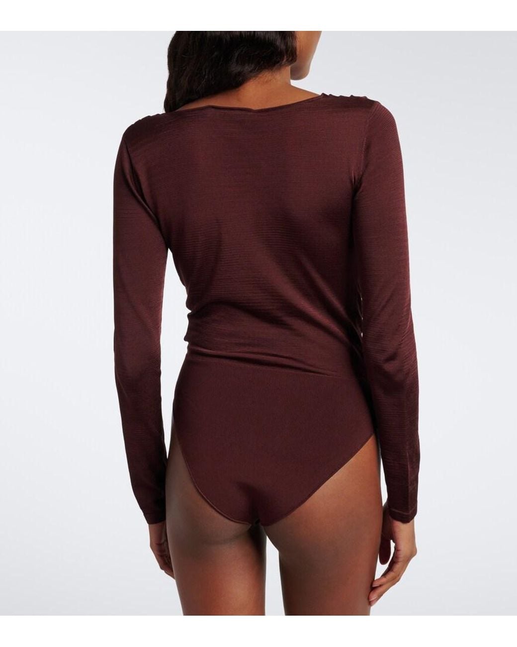 Self-Portrait Purple Draped Knitted Bodysuit