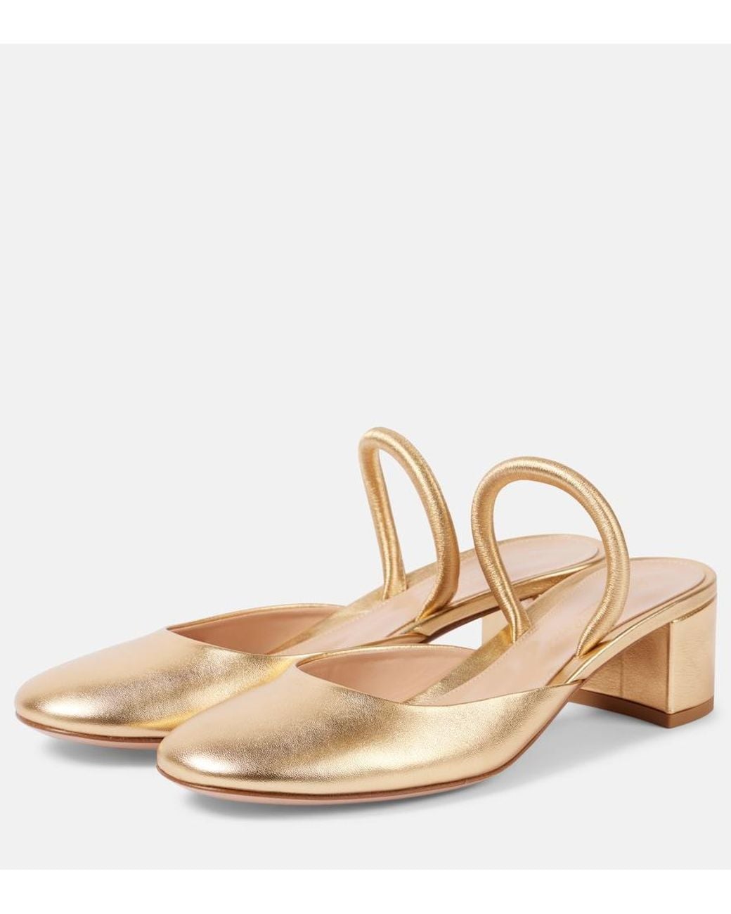 Gianvito Rossi Natural Tivoli 45 Metallic Leather Mules