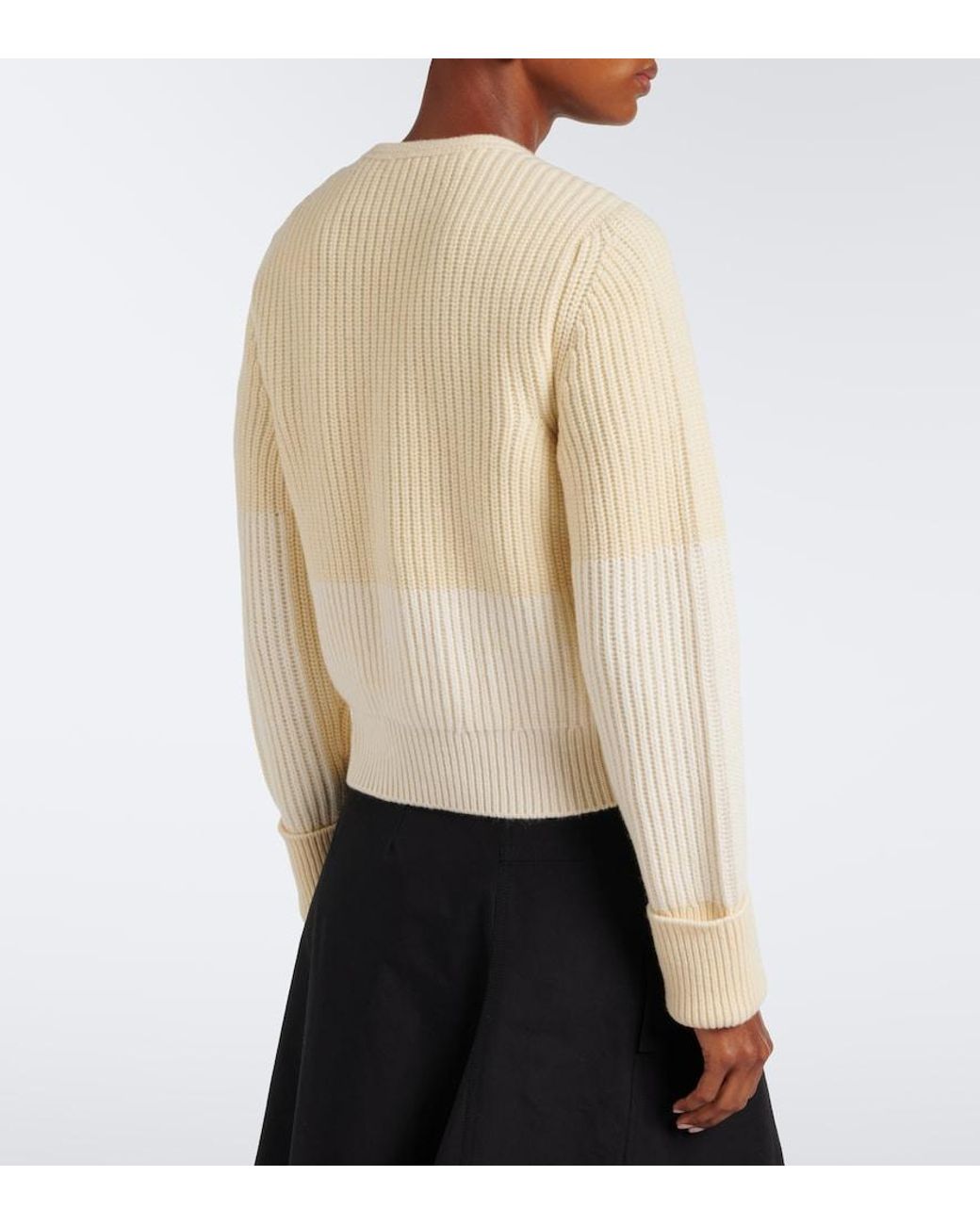 Bottega Veneta White Ribbed-Knit Wool And Cashmere Cardigan