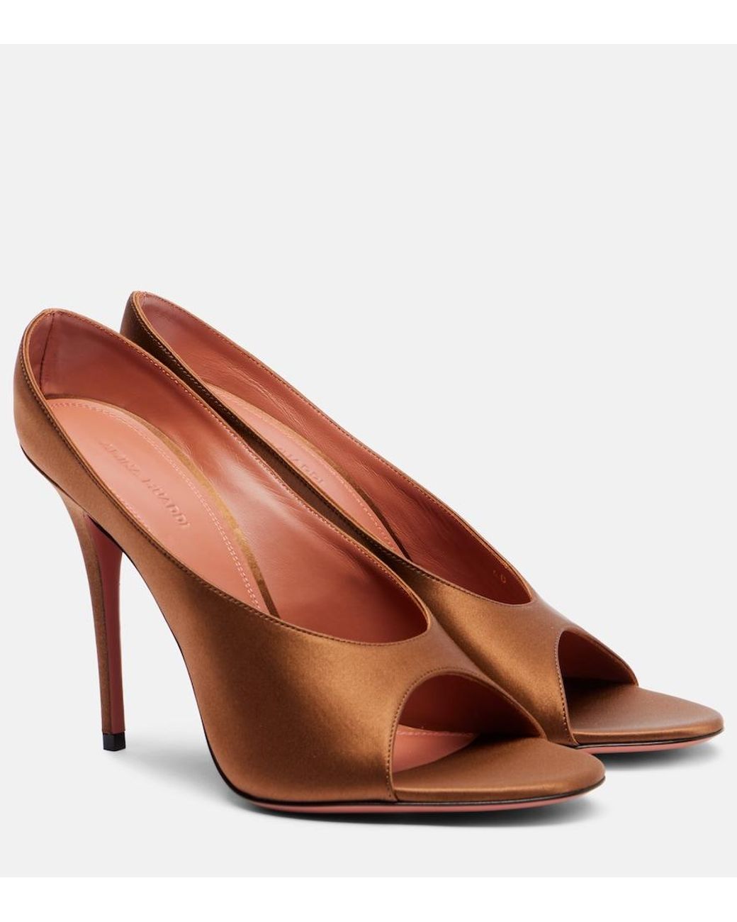 AMINA MUADDI Brown Anok 105 Satin Mules