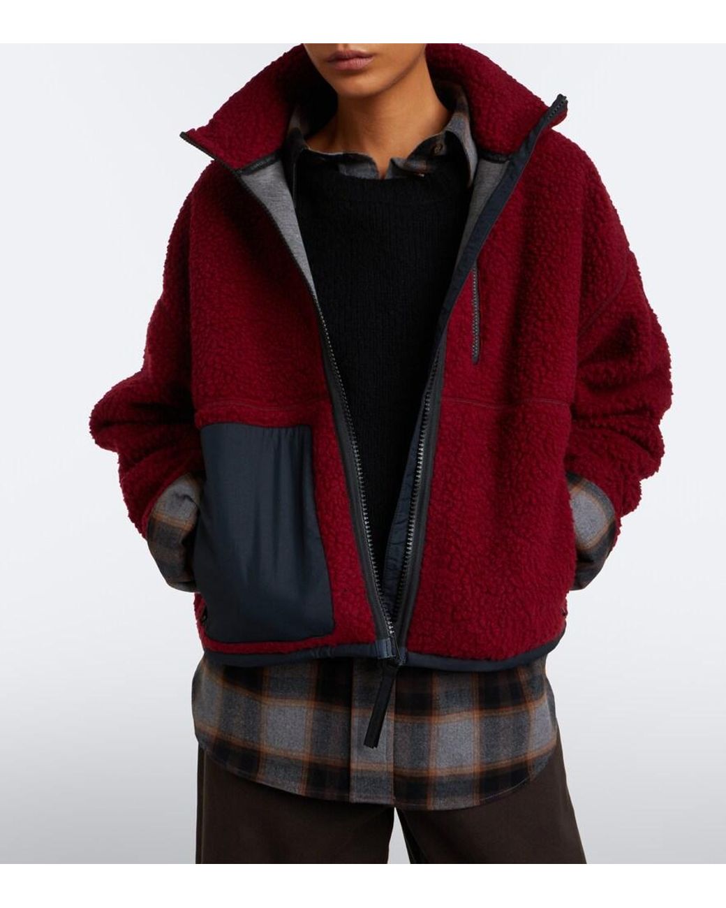 Canada Goose Red Simcoe Wool-Blend Fleece Jacket