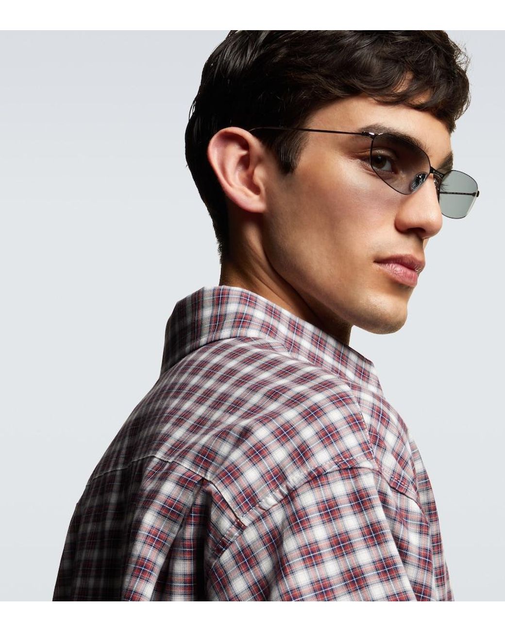 Balenciaga Gray Invisible 2.0 Rectangular Sunglasses for men