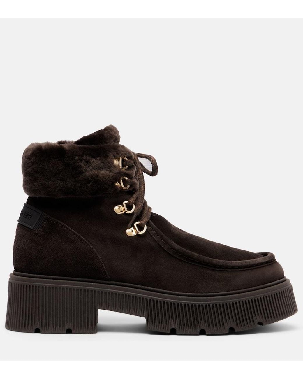 Bogner Black Turin Shearling-Trimmed Suede Lace-Up Boots