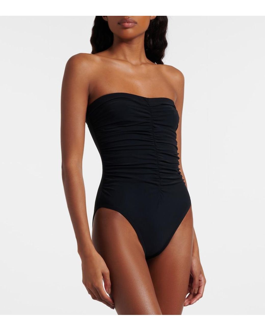 Karla Colletto Blue Basics Ruched Strapless Swimsuit