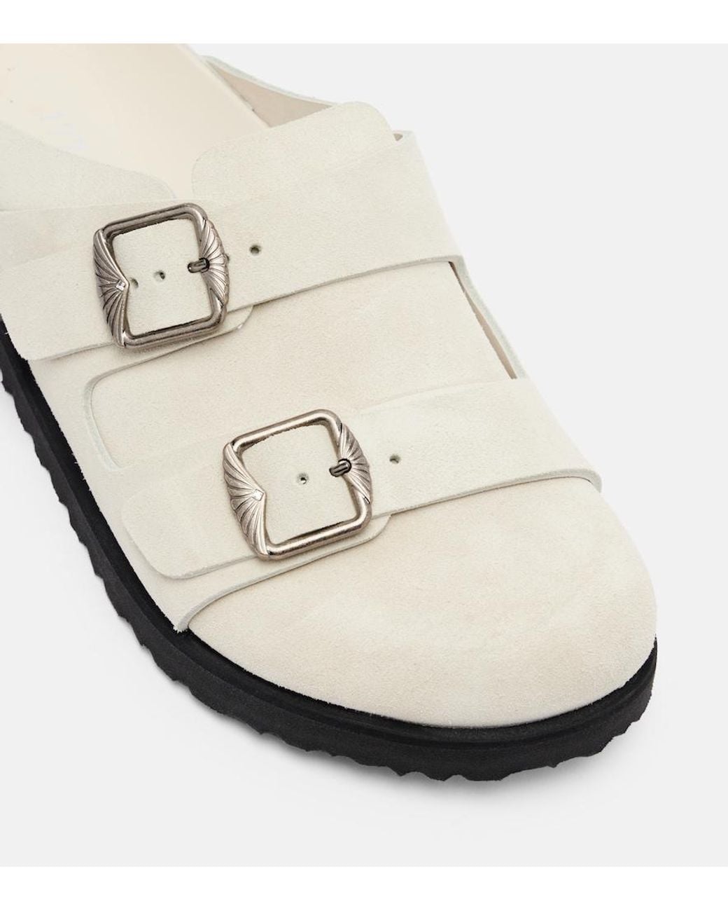Birkenstock White 222 West Suede Clogs