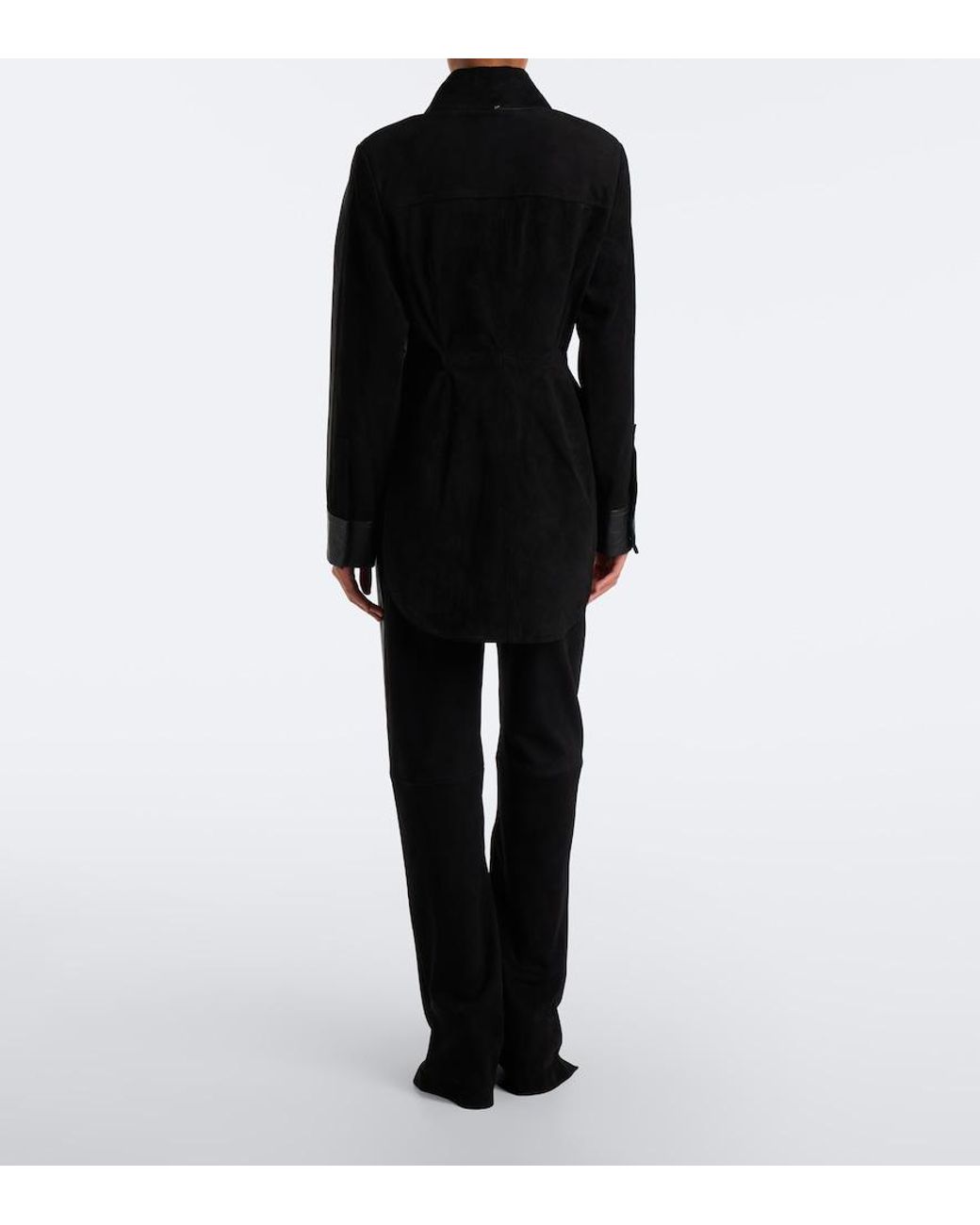 Sportmax Black Leather And Suede Straight Pants